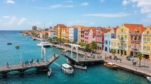 Handelskade waterfront in Willemstad, Curacao